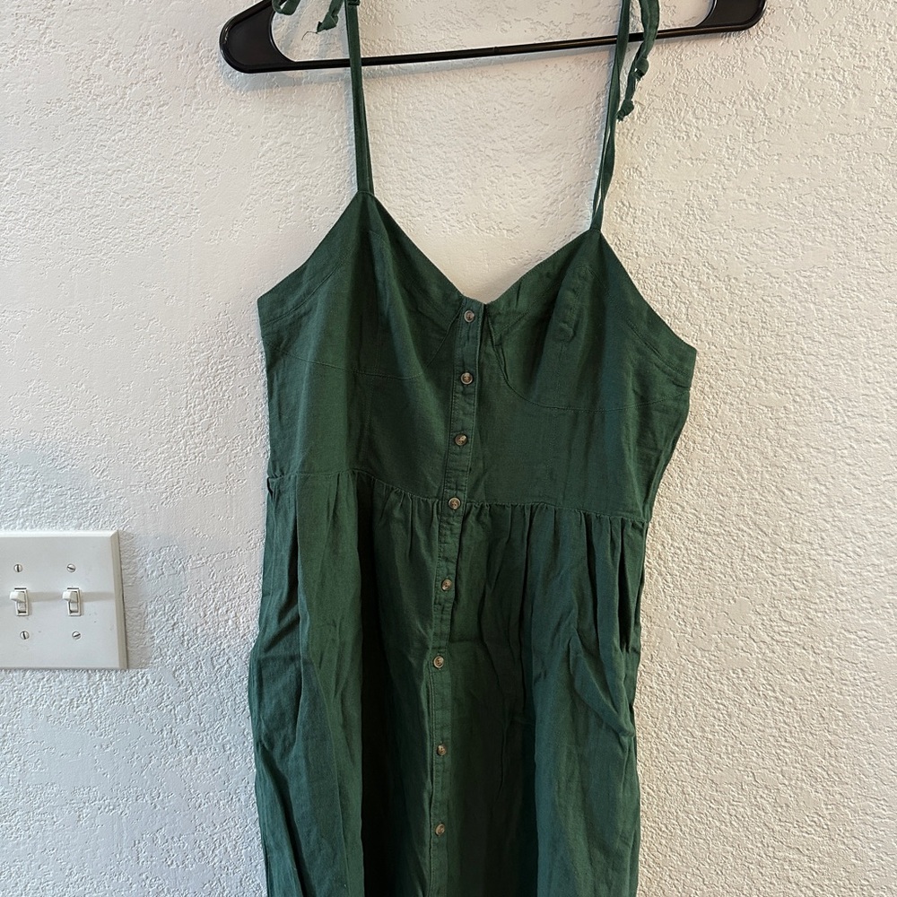 Aerie Forest Green Button-Up sundress